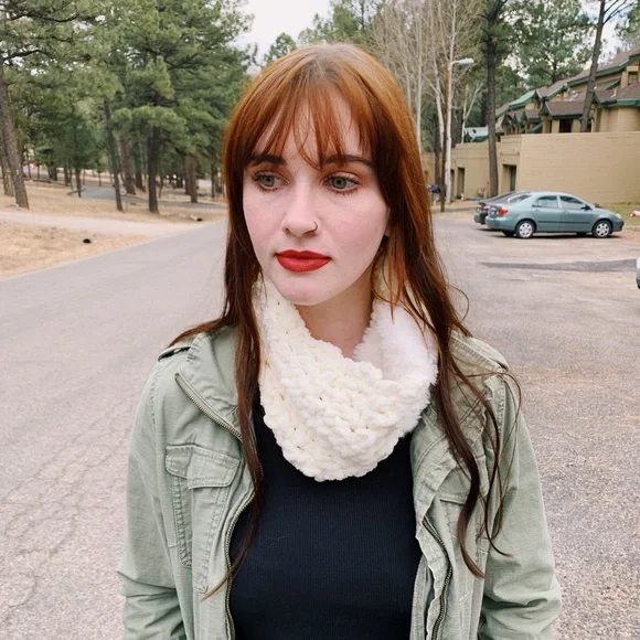 Multi Textured Soft and Warm White Cowl! Winter Infinity Scarf - Picture 2 of 3